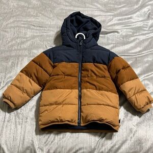 Gap Navy Blue & Brown Puffer Jacket